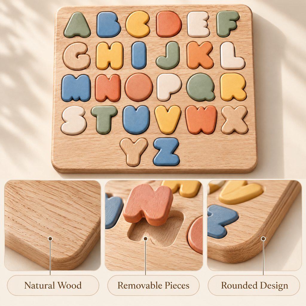 Elverdan™ Wooden Alphabet Learning Puzzle