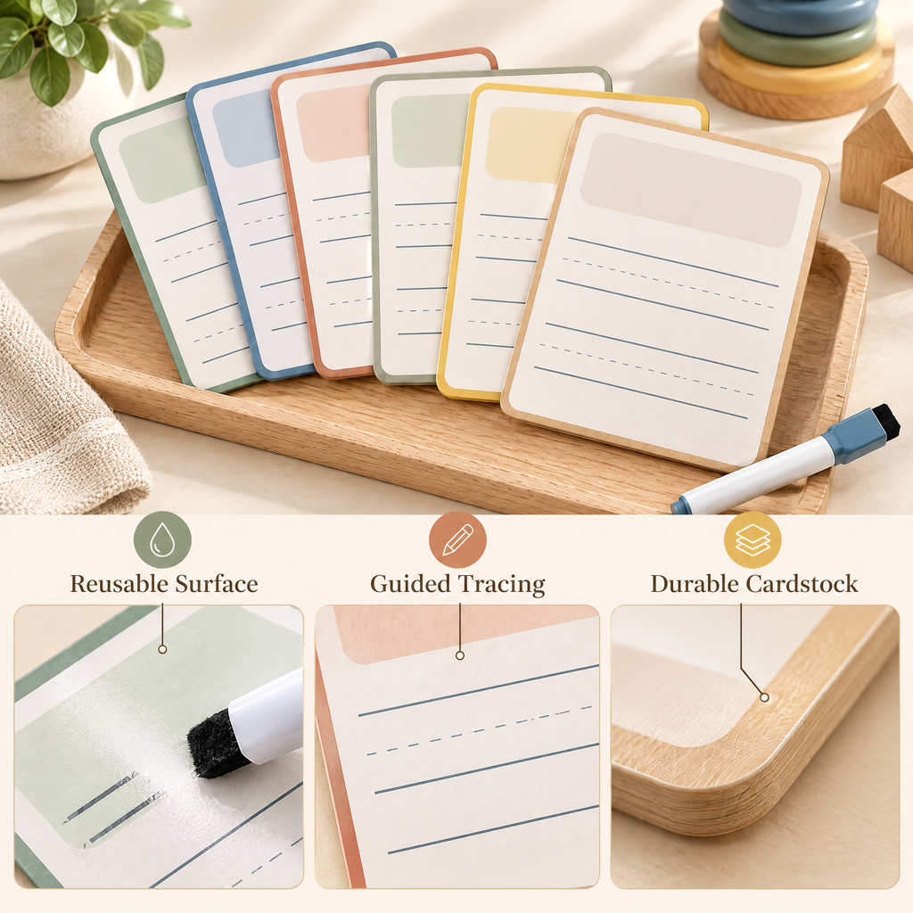 Elverdan™ Reusable Dry-Erase Writing Practice Cards