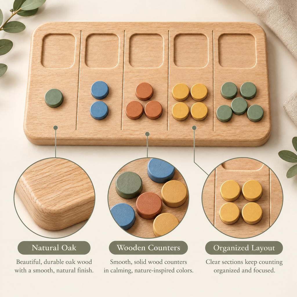 Elverdan™ Wooden Counting & Number Learning Board