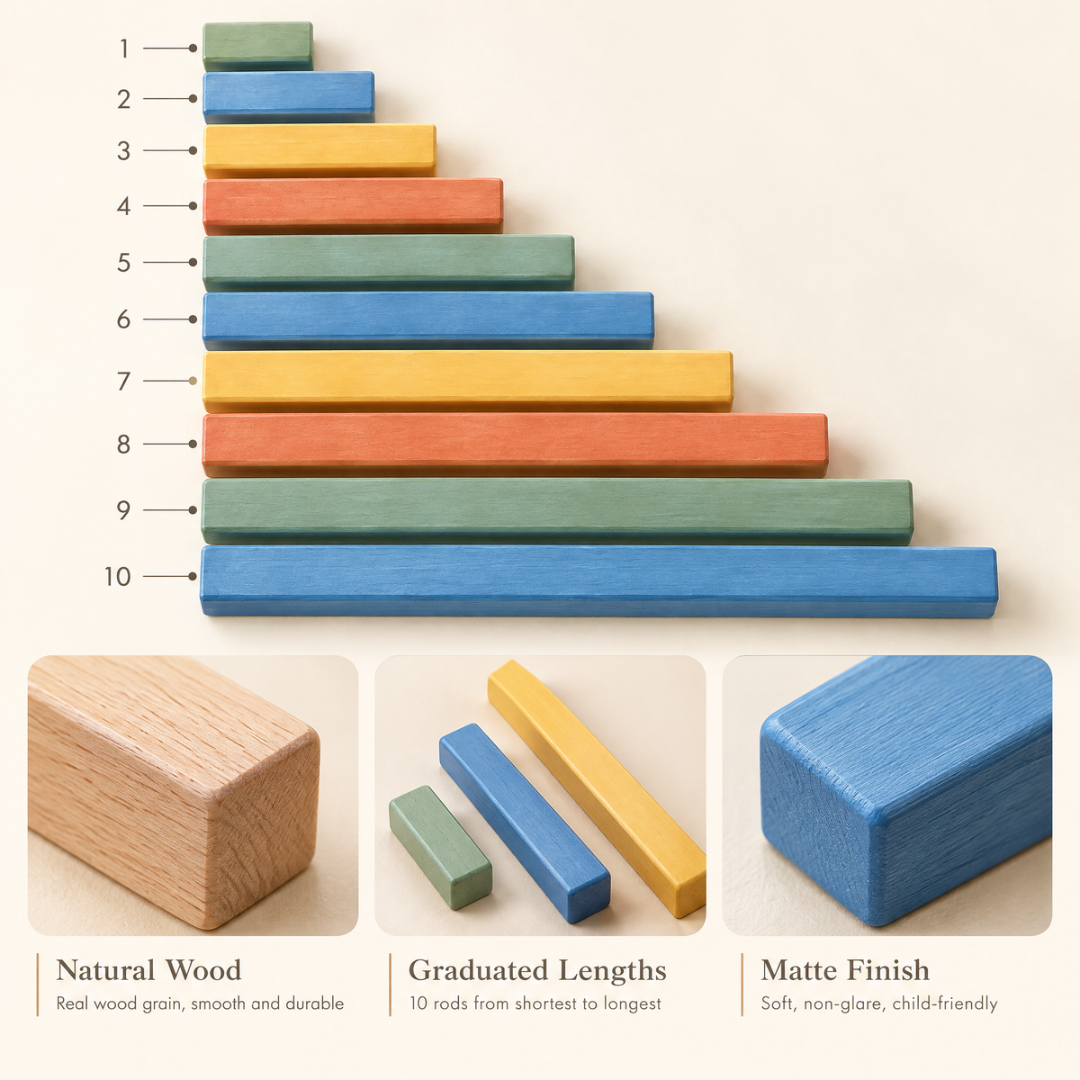 Elverdan™ Wooden Length Sorting & Sequencing Sticks