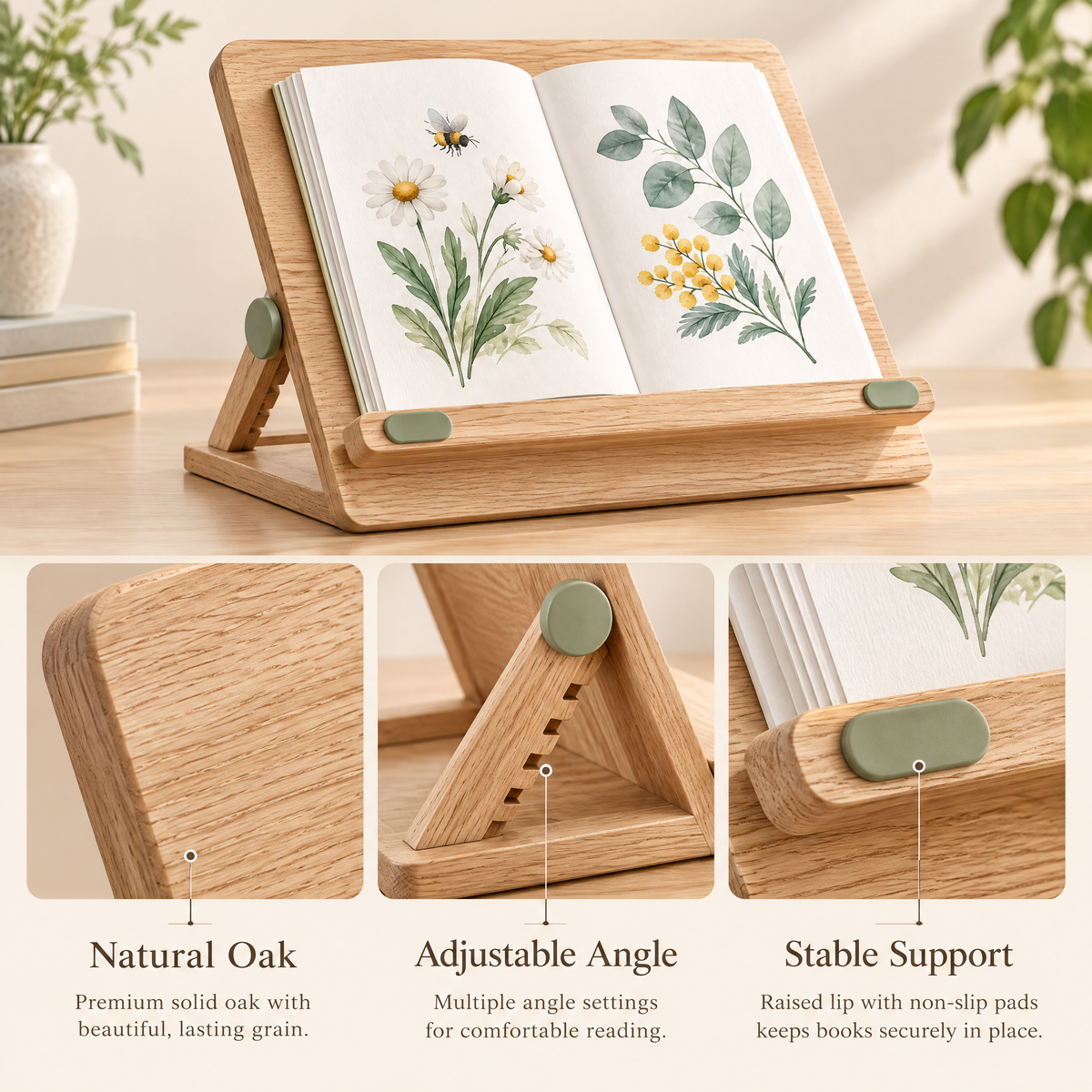 Elverdan™ Adjustable Wooden Book & Reading Stand